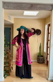 Uzbek Vintage Fully Embroidered Kimono Coat Size M, Suzani Robe Dress