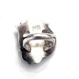 Vintage Navajo  Sterling Silver Turquoise Statement Ring, Signed MS, Size 6 (R150)