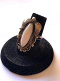 Sz 6.25 Vintage Navajo Native American Sterling Silver & Mother of Pearl Ring, A156