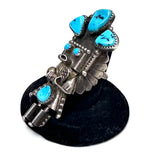 Vintage Navajo Kachina Turquoise Sterling Silver Ring, Size 8.5