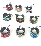 Unisex Leather Beaded Wide Cuff Bracelet With Adjustable Strap/ Bead Work Design