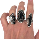Sz 6.25 Vintage Sterling Silver Onyx Native American Ring