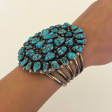 Huge Vintage Native American Navajo Kingman Nugget Turquoise Cuff Bracelet.