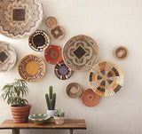 13” Shallow Woven Basket, Southwestern Style Decor