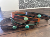 Leather Hat-band with Turquoise Stone, Adjustable, Cowgirl Hat Accessory