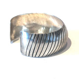Vintage Navajo Harris Joe  Solid Sterling Silver Stamped Cuff Bracelet (B056)