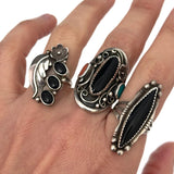 Sz 6.25 Vintage Sterling Silver Onyx Native American Ring
