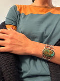 53 Gr. Vintage Native American Royston Gem Quality Turquoise Sterling Silver Cuff Bracelet B024