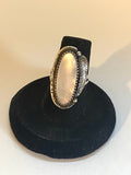Vintage Navajo Mother of Pearl Sterling Silver Ring, Size 6.5