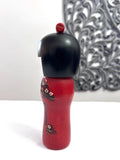 Vintage Japanese Kokeshi Doll, Red Kimono, Handmade Wooden Girl (8'')