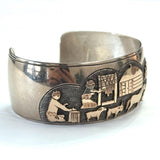 Vintage Sterling Silver & Gold Filled  Storyteller Cuff- Bracelet -By Jacob Kahe (B060)