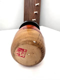 Handmade Japanese Kokeshi Wooden Doll, Burnt Wood Design, 9.5"
