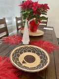 Shallow Woven Basket, Southwestern Geometric Decor (14.5")