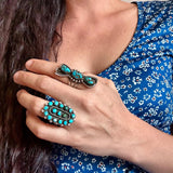 Vintage Zuni/ Navajo Sterling Silver & Turquoise Ring, Unsigned, Size 7. (A050)