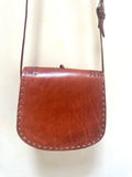 Vintage Boho Hand Tooled Leather Crossbody Bag/ Adjustable Strap