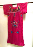Vintage Mexican Dress / Embroidered Caftan/ Floral Embroidery