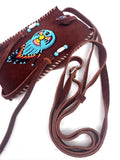 Small Handmade Medicine Leather Bag with Seed Bead Work