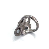 Old Vintage Sand Cast Sterling Silver & Green Turquoise Ring Size 6. (A027)