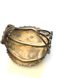 Vintage Native American Sterling Silver & Turquoise Cluster Bracelet Cuff Signed JJP B018