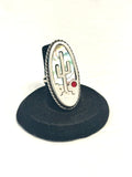 Mexican Vintage Abalone, Sterling Silver Saguaro Cactus Ring
