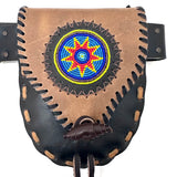 Boho Leather Belt Bag with Beadwork, Hippie Travel Bag
