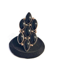 Apache Silversmith Darrel Victor Sterling Silver & Onyx Cluster Ring Size 9