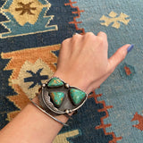 Vintage Navajo Sterling Silver Green Nevada Turquoise Cuff/Bracelet B008