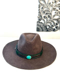 Leather Hat-band with Turquoise Stone, Adjustable, Cowgirl Hat Accessory