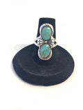 Size 6.5 Sterling Silver Turquoise Double Gemstone Ring