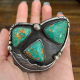 Vintage Navajo Sterling Silver Green Nevada Turquoise Cuff/Bracelet B008