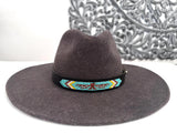 Leather Hat-band with Beaded Work, Adjustable, Cowgirl / Cowboy Hat Accessory