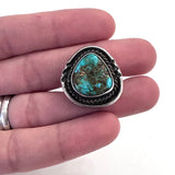 Size 6.75  Vintage Nevada Turquoise Sterling Silver Ring (A052)