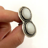 Size 7.25, Vintage Native American Sterling Silver Mother of Pearl Ring, A003