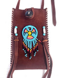 Small Handmade Medicine Leather Bag with Seed Bead Work