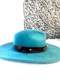 Leather Hat-band with Turquoise Stone, Adjustable, Cowgirl Hat Accessory