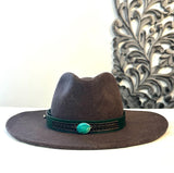 Leather Hat-band with Turquoise Stone, Adjustable, Cowgirl Hat Accessory