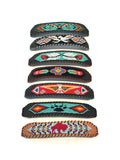 Unisex Leather Beaded Wide Cuff Bracelet / Bead Work Design