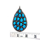 Vintage Navajo Kingman Turquoise Sterling Silver Teardrop Pendant