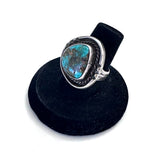 Size 6.75  Vintage Nevada Turquoise Sterling Silver Ring (A052)