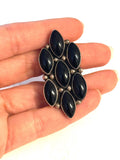 Apache Silversmith Darrel Victor Sterling Silver & Onyx Cluster Ring Size 9