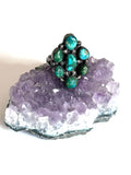 Sz 8.25 Vintage Sterling Silver &  Royston Turquoise Cluster Ring (A011)