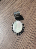 Vintage Navajo Sterling Silver & Mother of Pearl Large Pendant By Tony Guerro (N034)