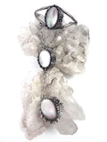 Vintage Navajo Sterling and Mother of Pearl Slave Bracelet, Ring Size 8.25