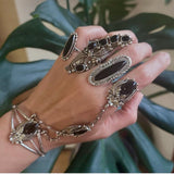 Vintage  Sterling Navajo Black Onyx Elongated Ring Size 7 (A059)