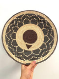 Shallow Woven Basket, Southwestern Geometric Decor (14.5")
