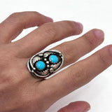 Size 6.25  Vintage Southwestern Sterling Silver Turquoise Ring (A030)