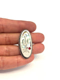 Mexican Vintage Abalone, Sterling Silver Saguaro Cactus Ring
