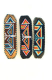 Unisex Leather Beaded Wide Cuff Bracelet / Bead Work Design