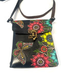 Mexican Hand Tooled Leather Crossbody Bag/ Adjustable Strap