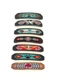Unisex Leather Beaded Wide Cuff Bracelet / Bead Work Design